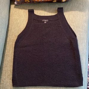 J. Crew Black Knit Cotton Sweater Tank Top Sleeveless, Size Large